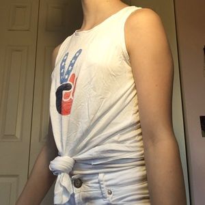 White American Peace Sign Tank Top